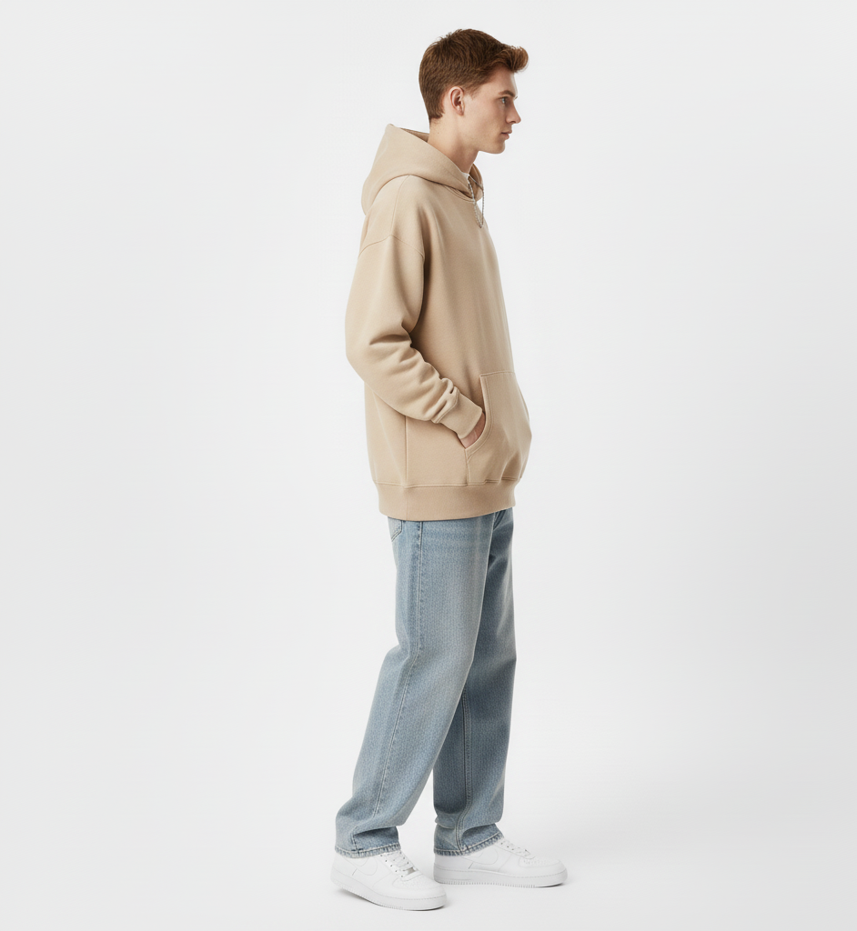 Solid Beige Oversize Hoodie