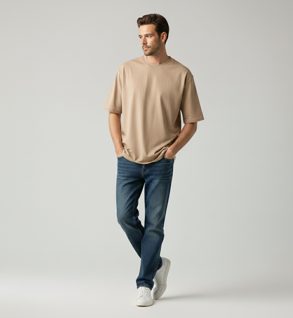 Oversized Plain Beige Tshirt