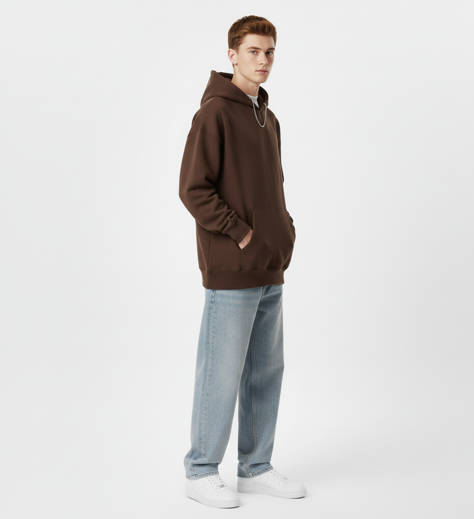 Solid Brown Oversize Hoodie