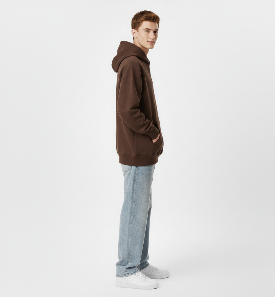 Solid Brown Oversize Hoodie