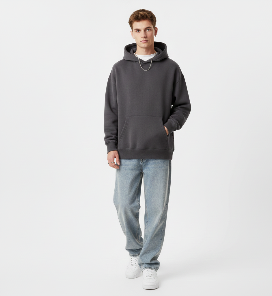 Solid Cinder Oversize Hoodie