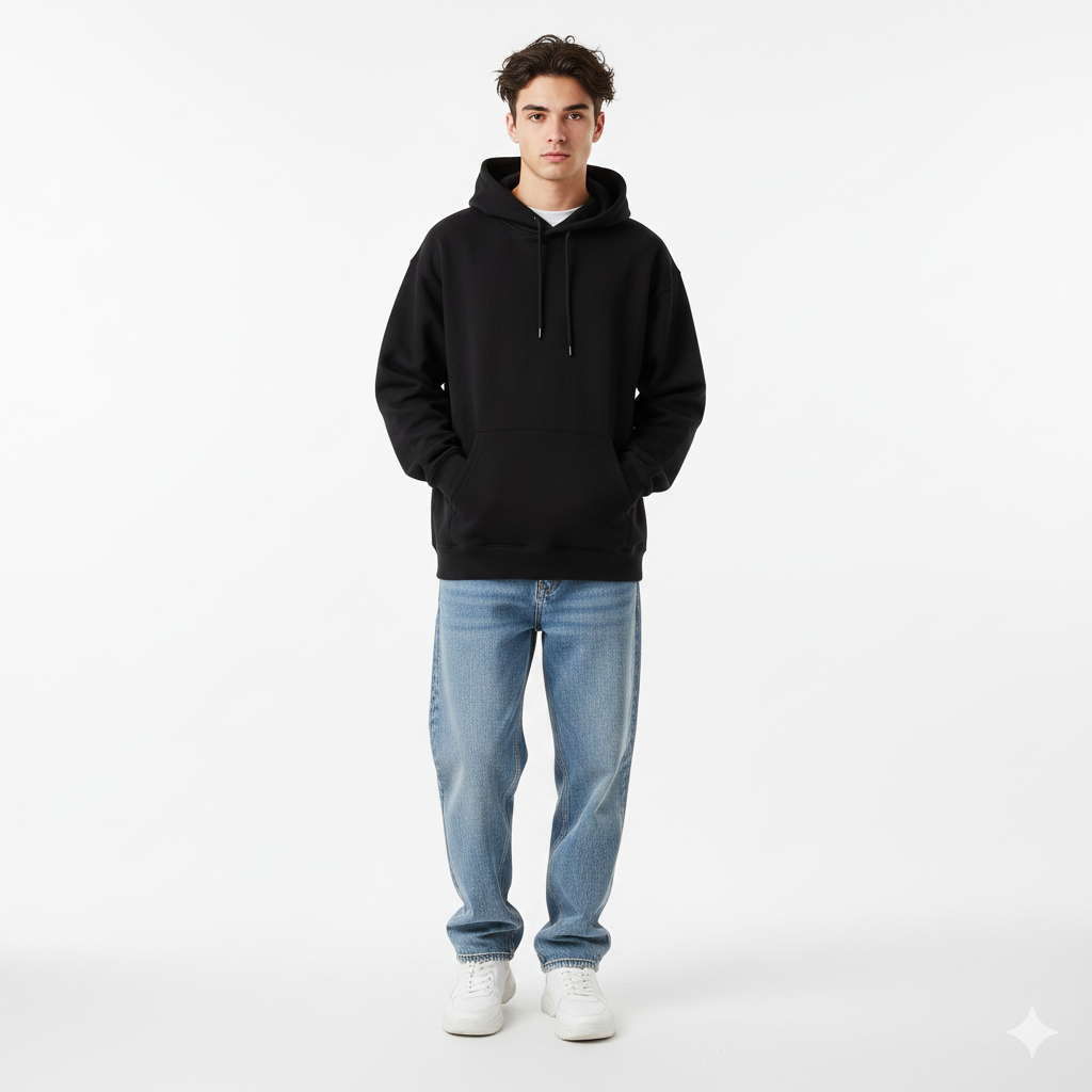 Solid Black Oversize Hoodie