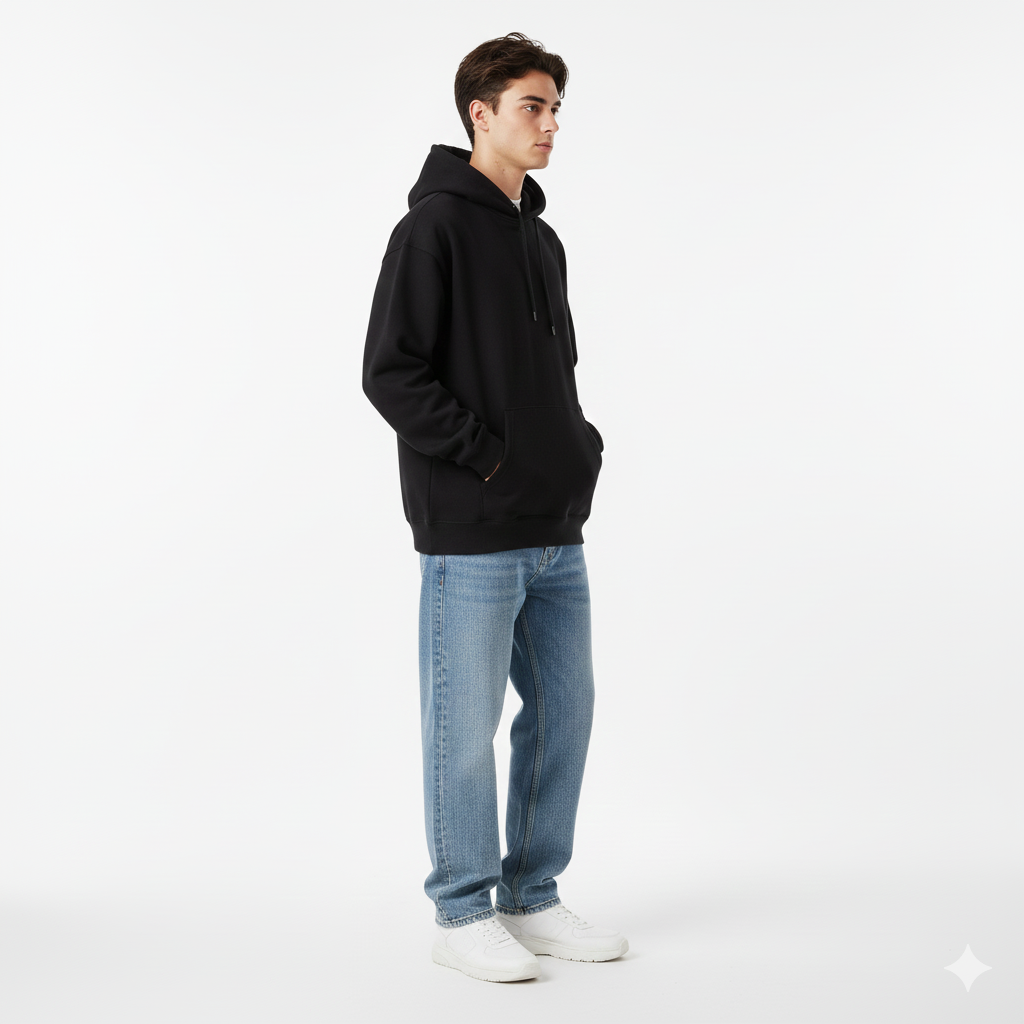 Solid Black Oversize Hoodie