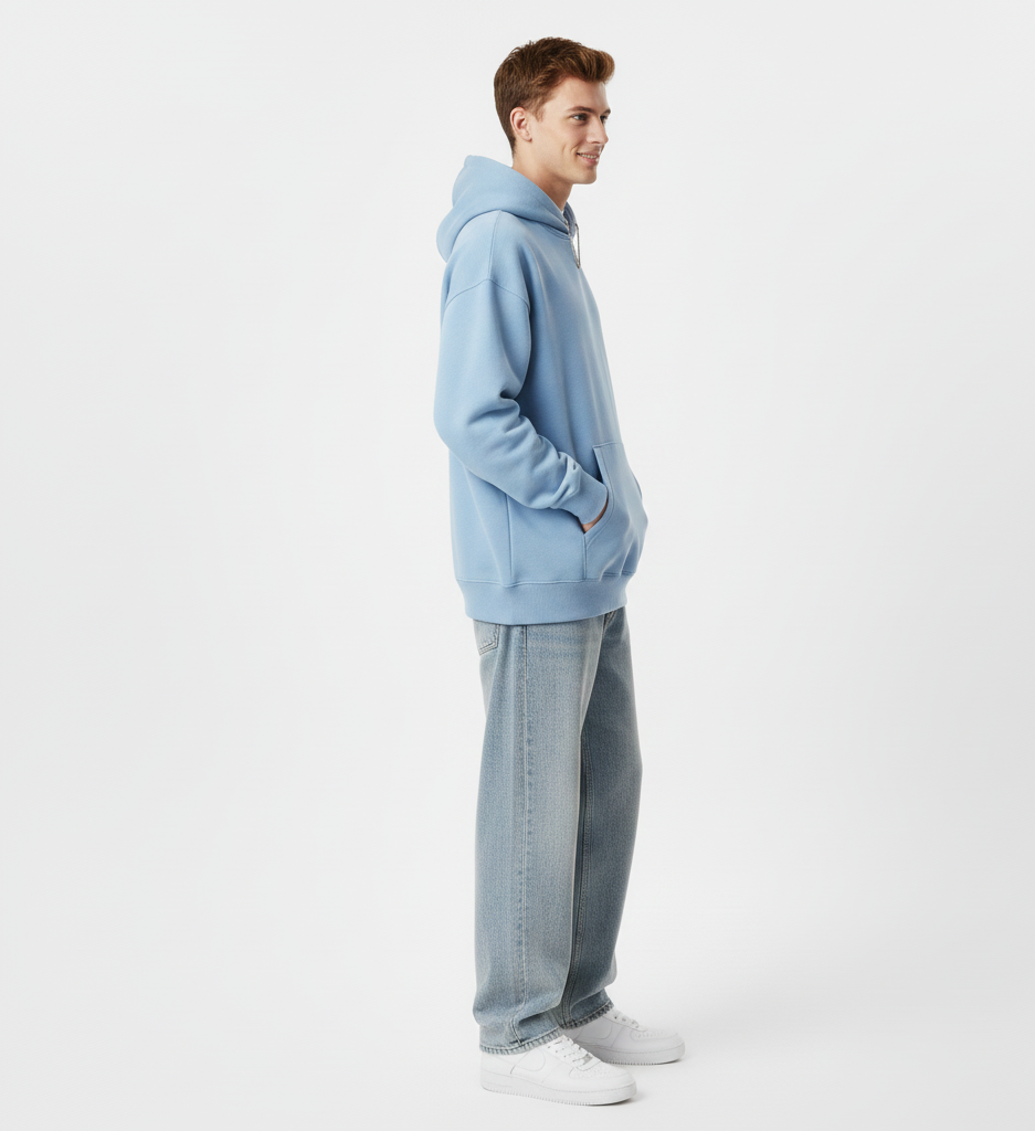 Solid Light Blue Oversize Hoodie