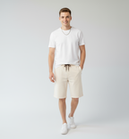 Solid Off-White French Terry Shorts