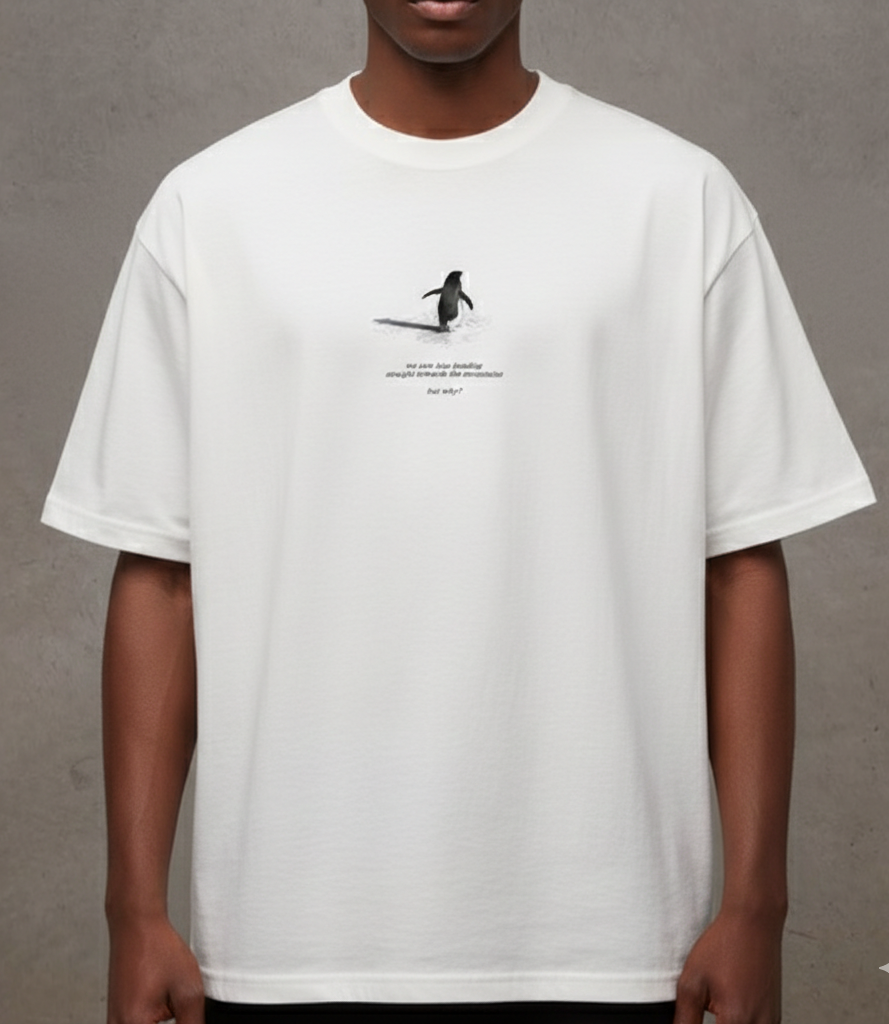 The Boundless Penguin - Oversized White Tshirt
