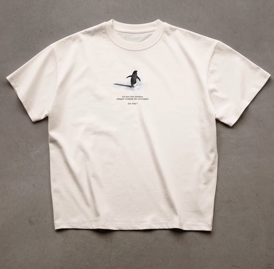 The Boundless Penguin - Oversized White Tshirt