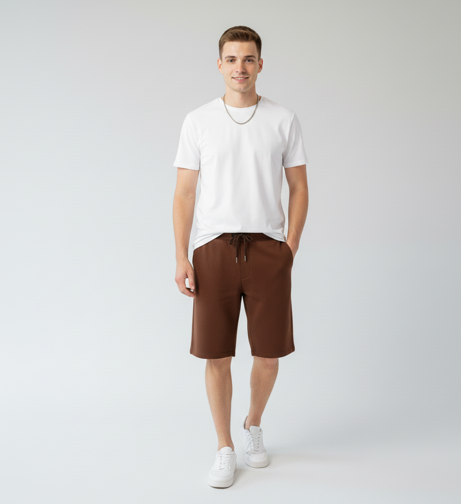 Solid Brown French Terry Shorts