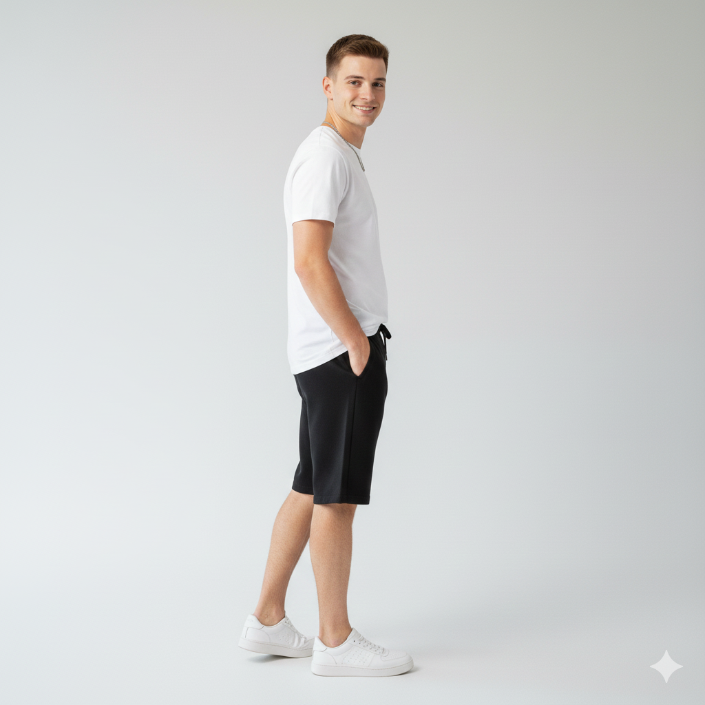 Solid Black French Terry Shorts