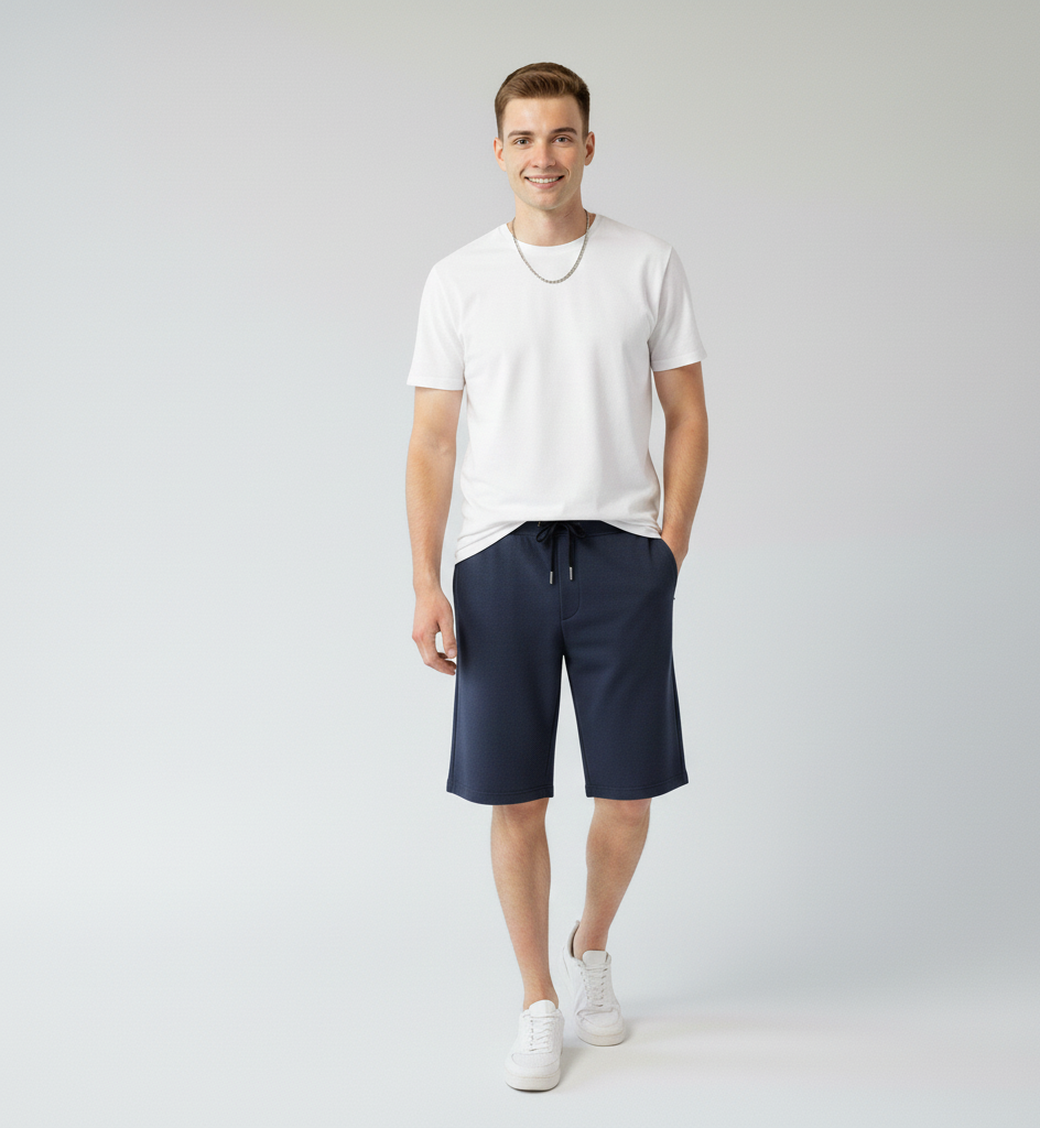 Solid Blue French Terry Shorts