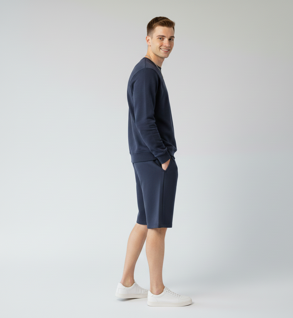 Solid Blue French Terry Shorts